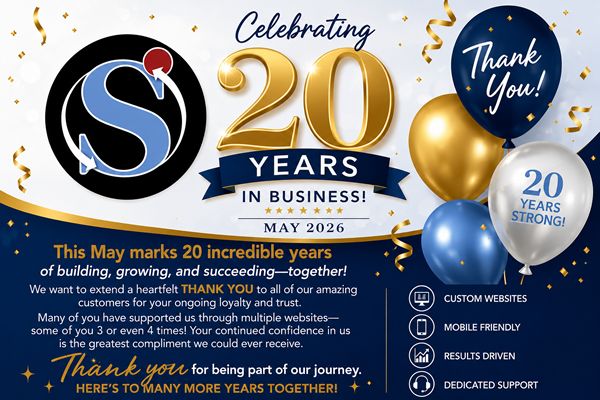 Simple Website Creations has been in business for 20 years as of May 2026.